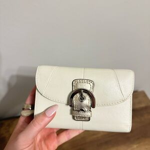 Coach Cream Leather Wallet with Buckle
